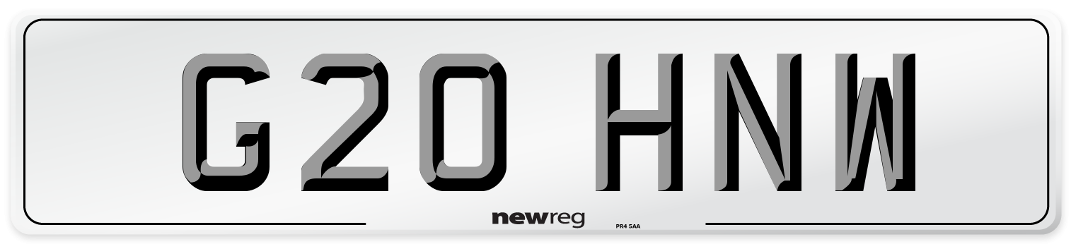 G20 HNW Number Plate from New Reg